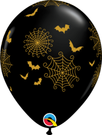 spider web & bats print 11" latex