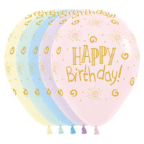 happy birthday sunshine pastel matte 12" latex balloons