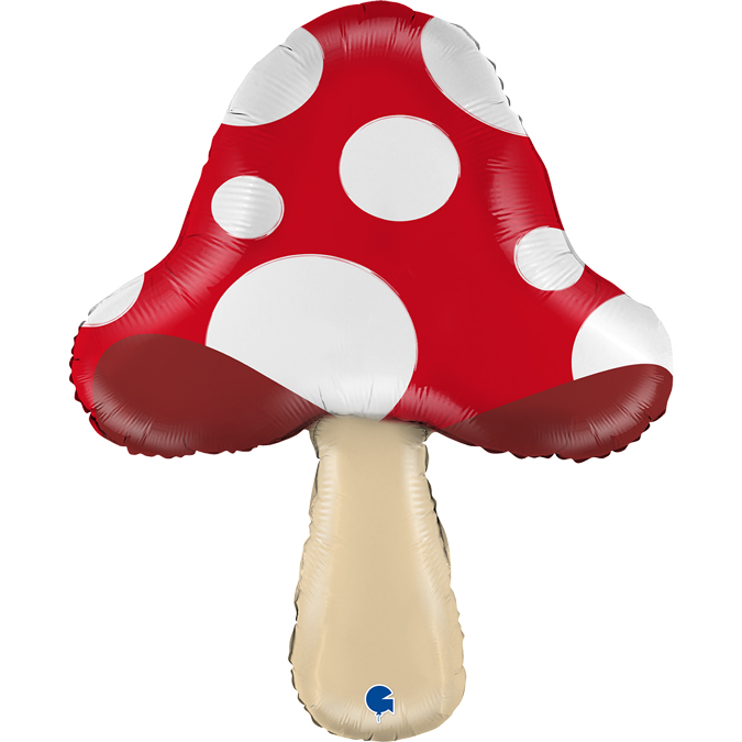 red and white mushroom foil shape