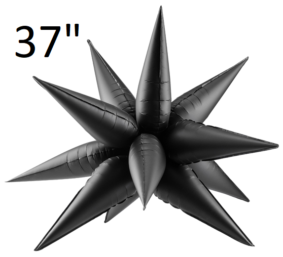 37" black star burst 3d party deco