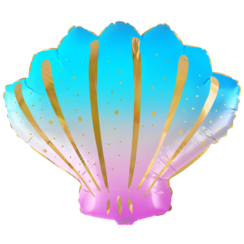 oaktree 21" iridescent shell wholesale blue pink foil balloon 614383