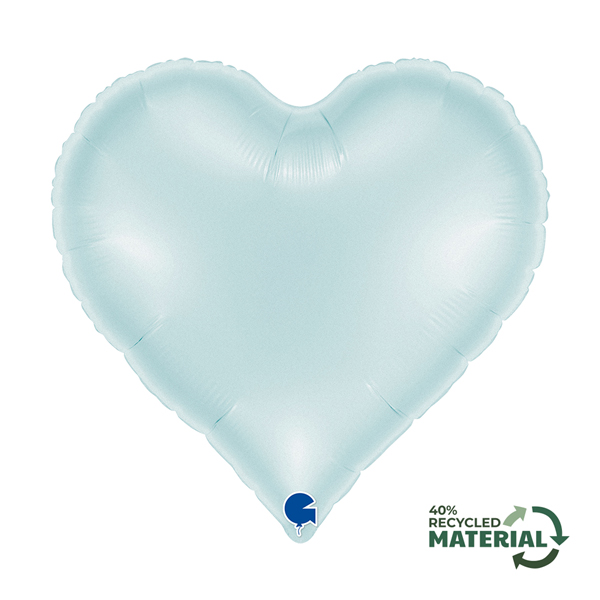 A blue 18" heart shape foil balloon, made by Grabo.