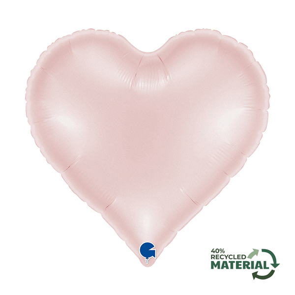 A pastel pink heart shaped foil balloon, made by Grabo.