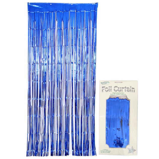 Oaktree Foil Door Curtain 0.90m x 2.40m Metallic Blue