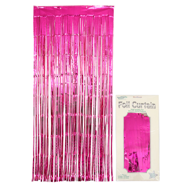 Oaktree Foil Door Curtain 0.90m x 2.40m Metallic Fuchsia