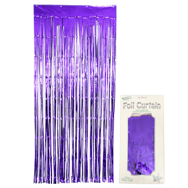 Oaktree Foil Door Curtain 0.90m x 2.40m Metallic Purple