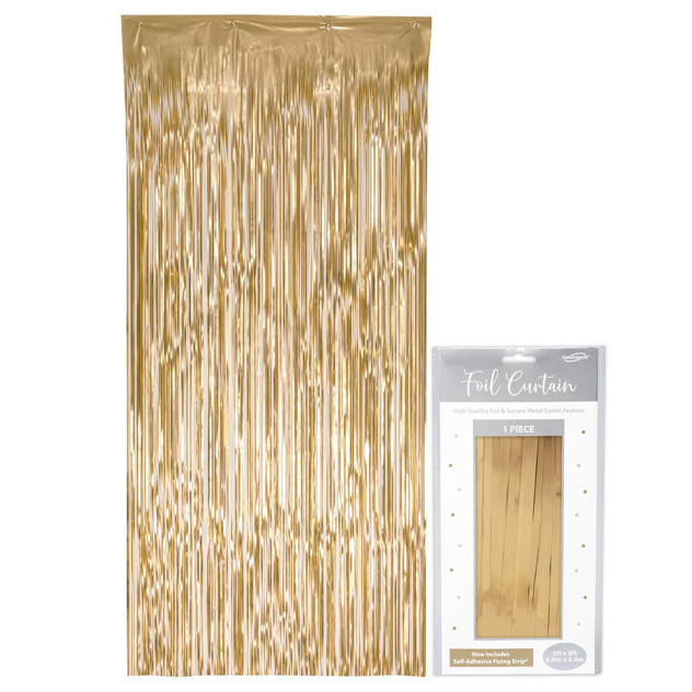 Oaktree Foil Door Curtain 0.90m x 2.40m Matte Metallic Gold