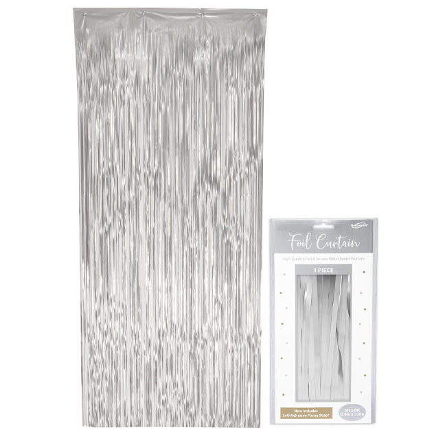 Oaktree Foil Door Curtain 0.90m x 2.40m Matte Metallic Silver