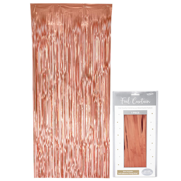 Oaktree Foil Door Curtain 0.90m x 2.40m Metallic Rose Gold