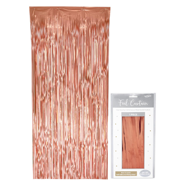 Oaktree Foil Door Curtain 0.90m x 2.40m Matte Metallic Rose Gold